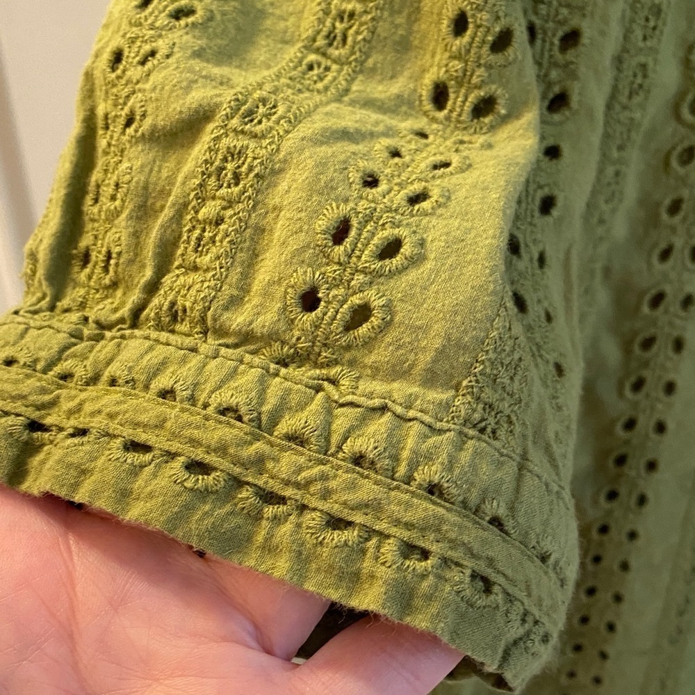 Charter Club Olive Eyelet Women's Blouse - Picture 5 of 7